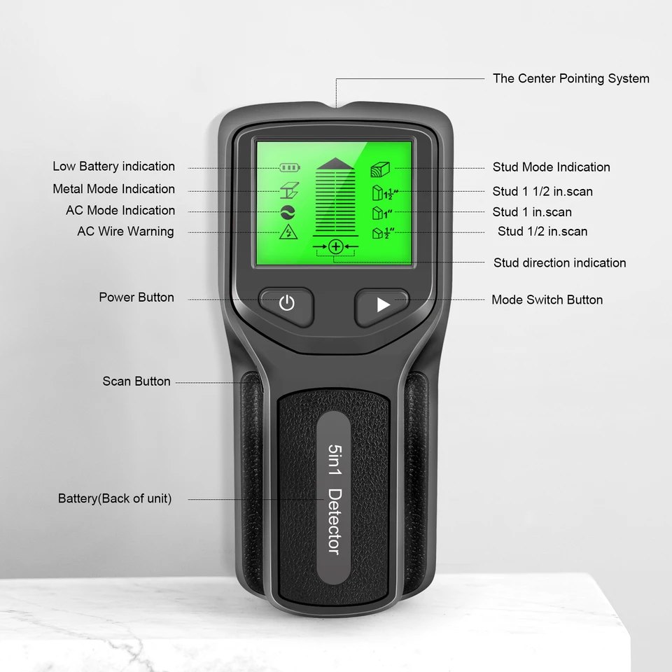 Stud Finder Wall Scanner 5 In 1 - 5 em 1 detector de metais