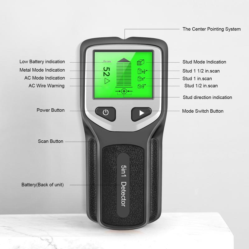 Detector de Metais 5 em 1, Med - Stud Finder Wall Scanner 5 In 1 avaliação e preço